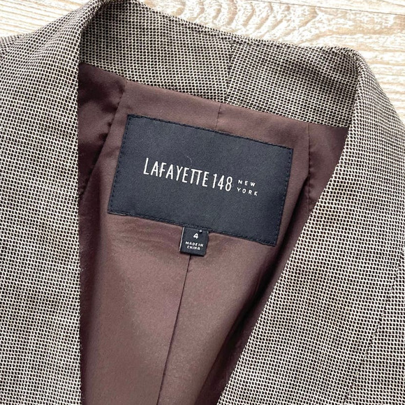 Lafayette 148 Katherine Ritz Suiting Jacket | Espresso Size 4 - Picture 2 of 8